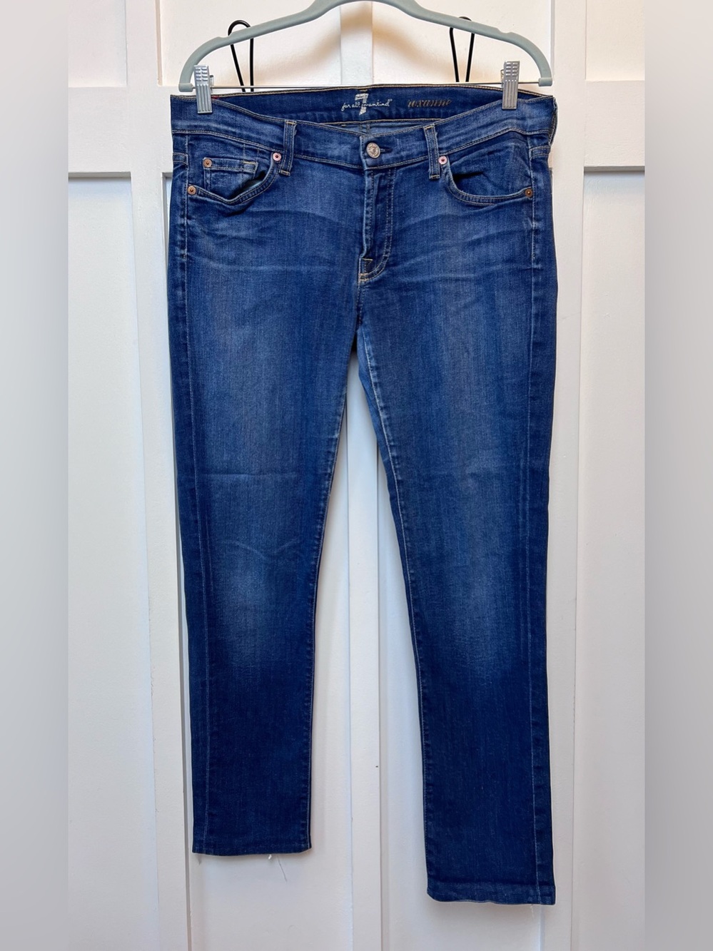 7 For All Mankind Roxanne Jeans Women's Size 32 Low Rise Stretch Skinny Denim